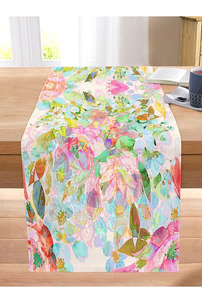 Realhomes Digital Printed Stitched Raschel Knitted Runner with Modern Art Design