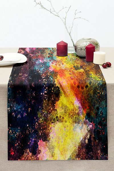 Realhomes Abstract Colorful Special Design Digital Printed Modern Stitched Raschel Knitted Runner