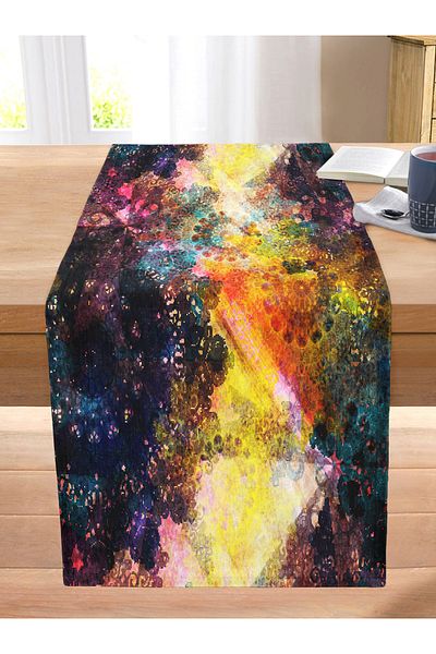 Realhomes Abstract Colorful Special Design Digital Printed Modern Stitched Raschel Knitted Runner