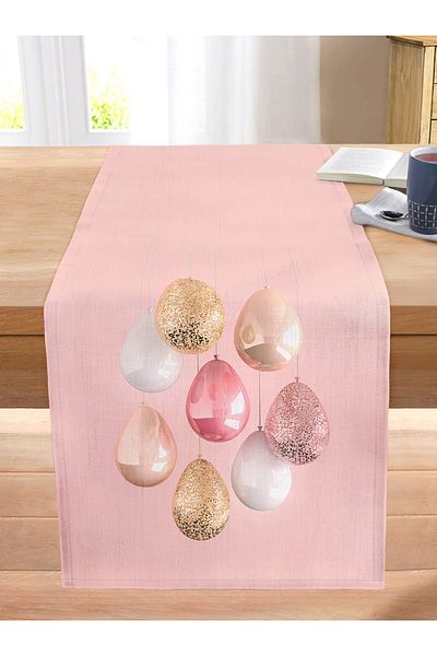 Realhomes Pink Background Balloons Patterned Stitched Raschel Knitted Runner