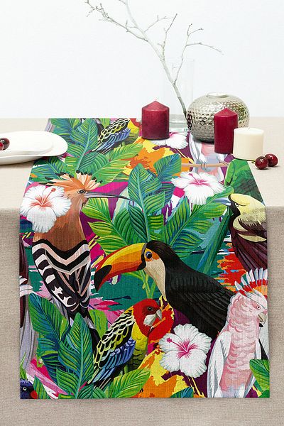 Realhomes Tropical Leaves Special Design Modern Stitched Raschel Knitted Runner