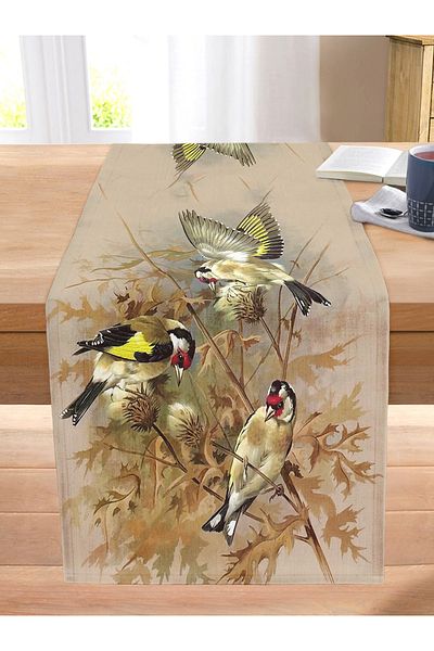 Realhomes Digital Printed Decorative Stitched Rahel Knitted Runner with Saka Bird