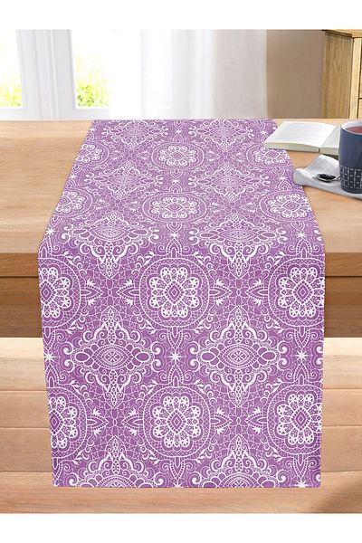 Realhomes Digital Printed Decorative Stitched Rahel Knitted Runner with Damask Figures
