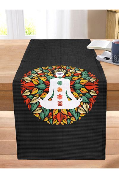 Realhomes Far East Yoga Mandala Motif - Digital Printed and Stitching Detailed Raschel Runner