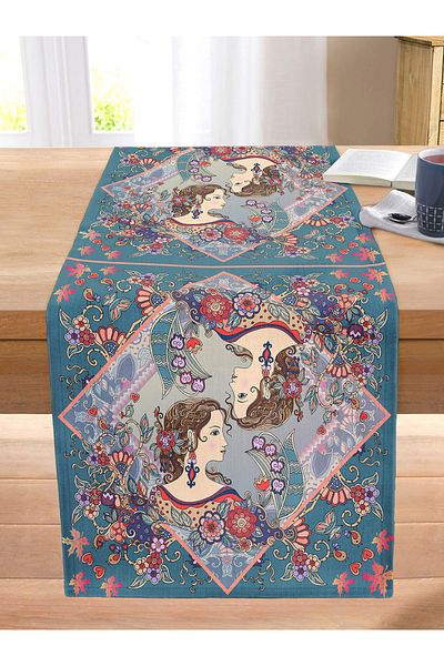 Realhomes Women's Motif Digital Printed Modern Stitched Raschel Knitted Runner