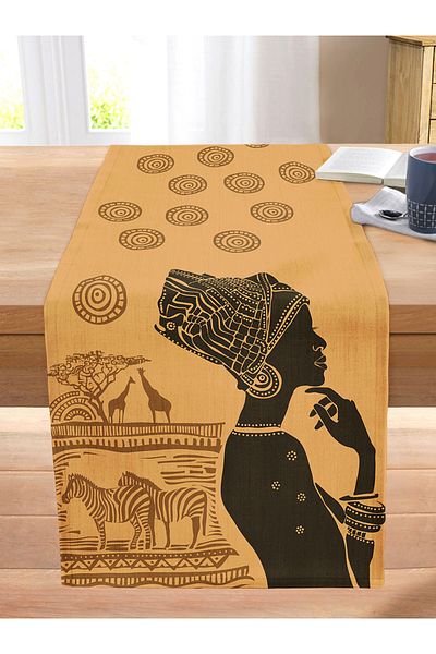 Realhomes African Ethnic Design Digital Printed Decorative Stitched Raschel Knitted Runner