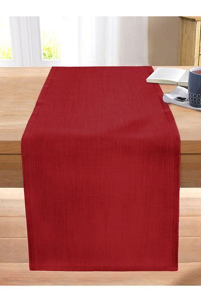 Realhomes Claret Red Solid Color Digital Printed Stitched Raschel Knitted Runner