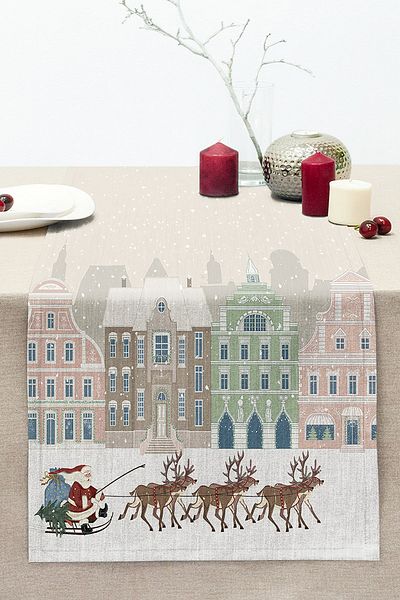 Realhomes Christmas Themed Digital Printed Stitched Raschel Knitted Runner