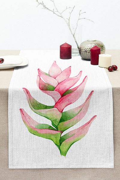 Realhomes Digital Printed Decorative Stitched Raschel Knitted Runner with Exotic Leaf Design