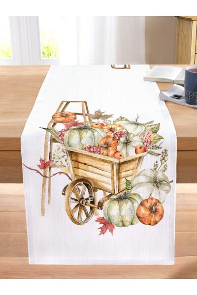 Realhomes Μοντέρνο ραμμένο Raschel Knitted Runner με μοτίβο κολοκύθας ψηφιακή εκτύπωση σε λευκό φόντο