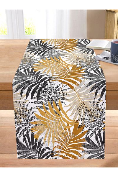 Realhomes Stitched Raschel Knitted Runner with Dot Design on Colorful Leaves