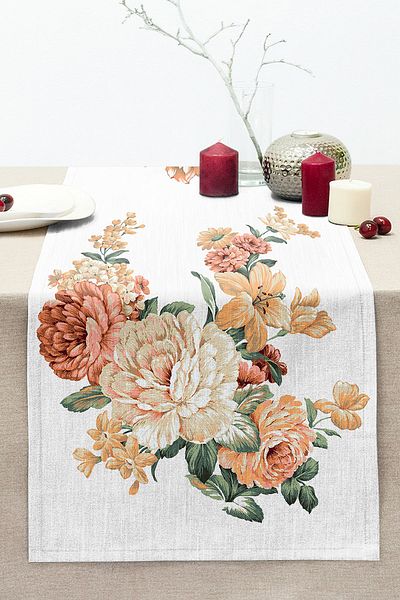 Realhomes Rose Design Digital Printed Modern Stitched Raschel Knitted Runner