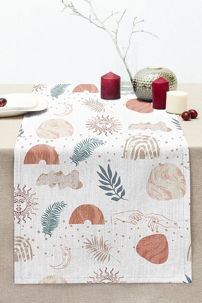 Realhomes Digital Printed Modern Stitched Raschel Knitted Runner with Onedraw Drawing on White Background