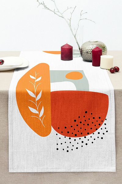 Realhomes Onedraw Draw on White Background Digital Printed Modern Stitched Raschel Knitted Runner