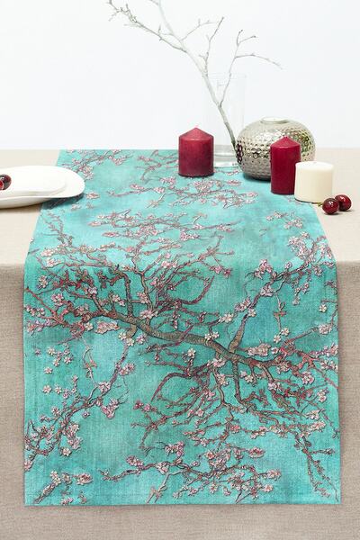 Realhomes طلاء زيتي بزخارف شجرة خضراء مطبوعة رقمية وخياطة راشيل محبوكة