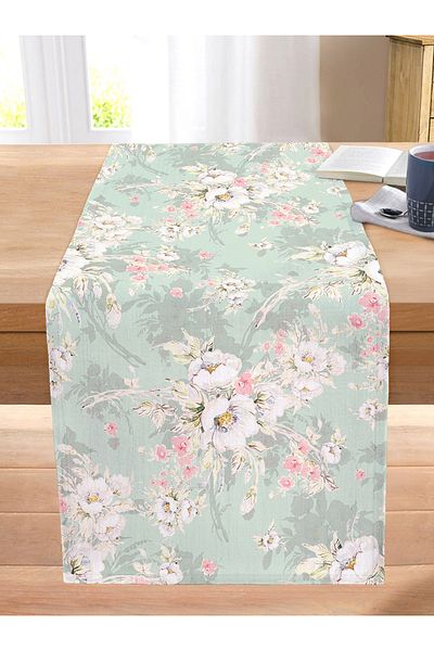 Realhomes Digital Printed Modern Stitched Raschel Knitted Runner with Floral Patterns on Colorful Background