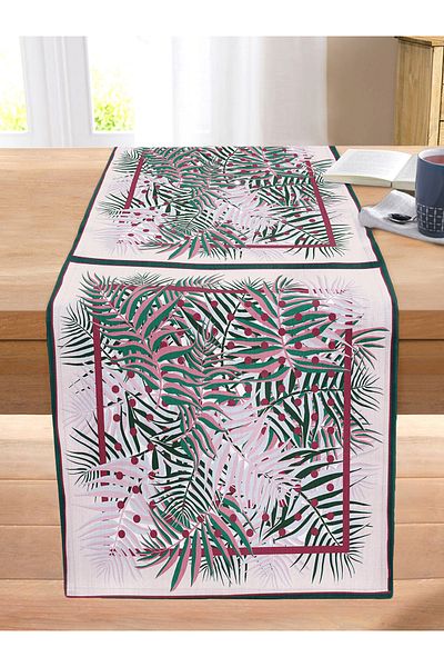 Realhomes Colorful Leaf Themed Special Design Digital Printed Modern Stitched Raschel Knitted Runner