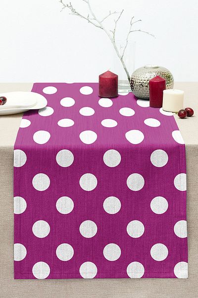 Realhomes Polka Dot Digital Printed Decorative Stitched Raschel Knitted Runner