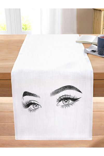 Realhomes Special Design Stitched Raschel Knitted Runner with Eyelash Motif on White Background