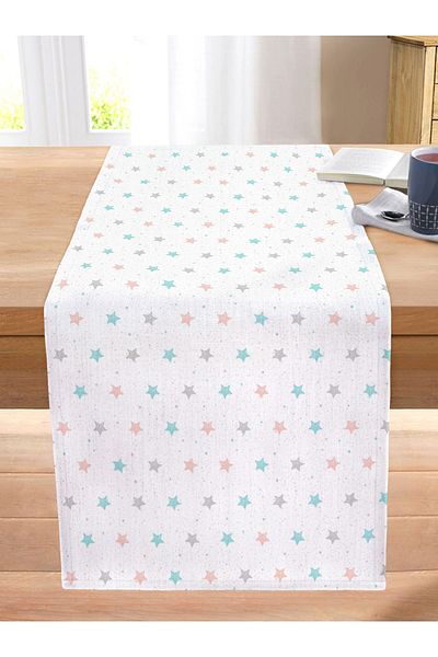 Realhomes Soft Colorful Star Design Digital Printed Modern Stitched Raschel Knitted Runner