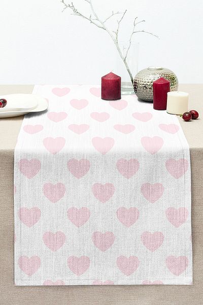Realhomes Heart Pattern Digital Printed Stitched Raschel Knitted Runner