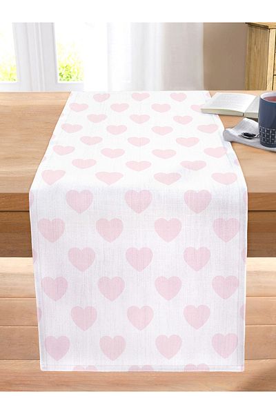 Realhomes Heart Pattern Digital Printed Stitched Raschel Knitted Runner