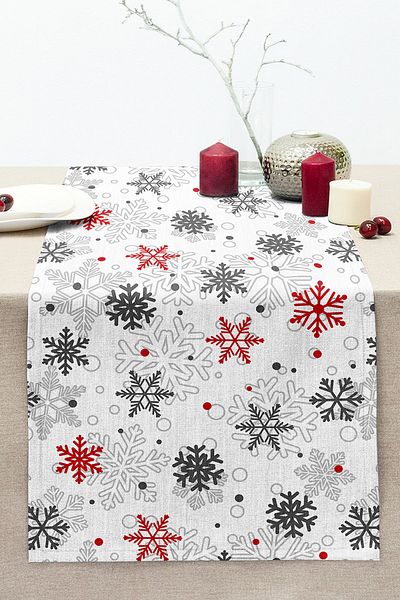 Realhomes New Year Snow Patterned Special Designed Digital Printed Modern Stitched Raschel Knitted Runner