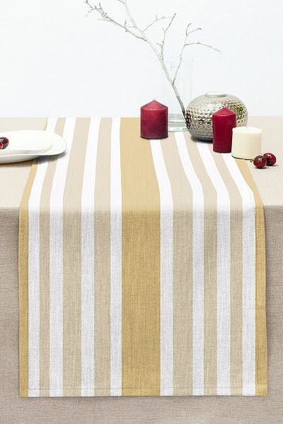 Realhomes Cream White Plain Striped Special Design Decorative Stitched Raschel Knitted Runner