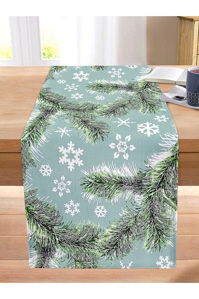 Realhomes Digital Printed Modern Stitched Raschel Knitted Runner with Snowflake Pattern on Colorful Background