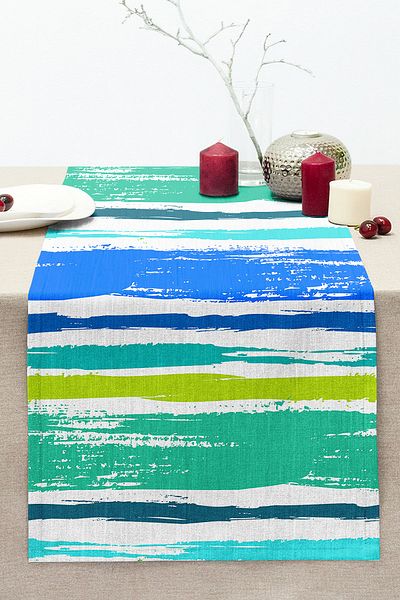 Realhomes Colorful Painting Pattern Digital Printed Decorative Stitched Raschel Knitted Runner