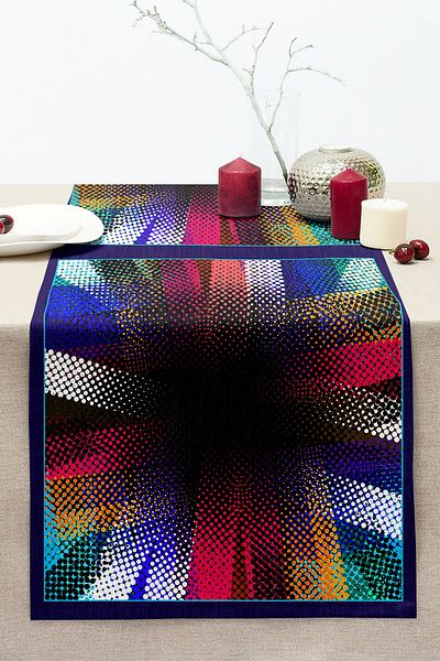 Realhomes Colorful Mixed Polka Dot Special Design Digital Printed Modern Stitched Raschel Knitted Runner