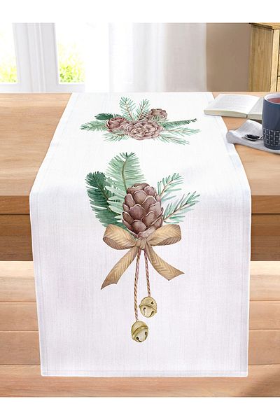 Realhomes Crystal Themed Digital Printed Decorative Stitched Raschel Knitted Runner with Pine Drawing