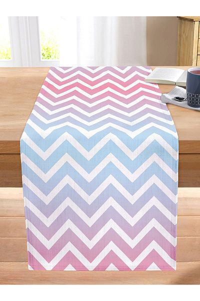 Realhomes Colorful Zigzag Design 3D Digital Printed Stitched Raschel Knitted Runner