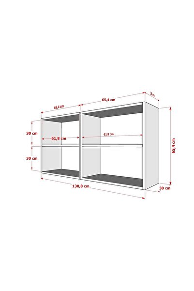 Nettrends Rafli Kitaplık 130 cm Beyaz Ktp-1250