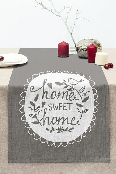 Realhomes Home Sweet Home Digital Printed Decorative Stitched Raschel Knitted Runner