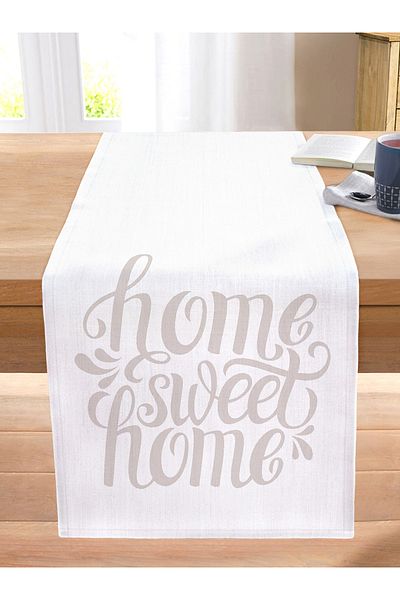 Realhomes Light Gray Home Sweet Home Decorative Stitched Raschel Knitted Runner