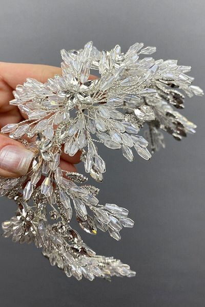 Hobigram إكسسوار شعر العروس من Arden Beaded Bridal Tiara Hair Band Accessory – إكسسوار العروس، تصميم أنيق – G