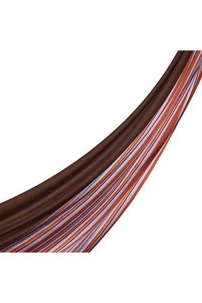 ipekevi Bitter Brown Rainbow Striped Cotton Silk Scarf Shawl