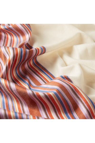 ipekevi Білосніжний шовковий шарф з смужками веселки