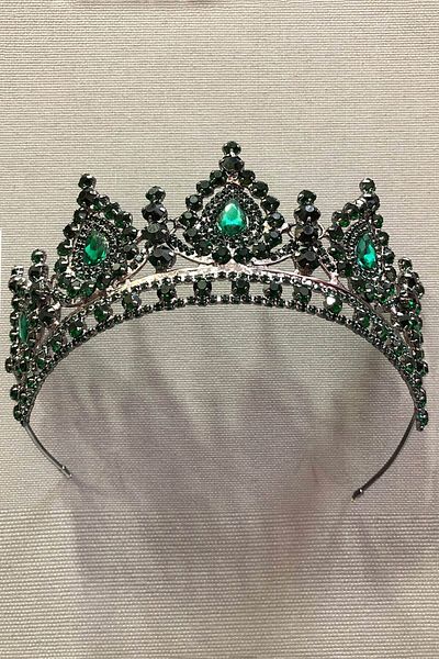 Hobigram إكسسوار شعر هينا أخضر زمردي وتاج زفاف – إكسسوار زفاف، تصميم أنيق، إكسسوار نسائي – Ge
