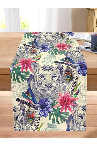 Realhomes Special Design Watercolor Amazon Patterned Digital Printed Stitched Raschel Knitted Runner