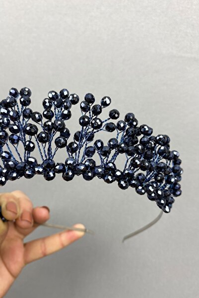 Hobigram Bridal Crown Hair Accessory Navy Blue Crystal Beaded Aren Bridal and Henna Crown – Bridal Accessory – Geli