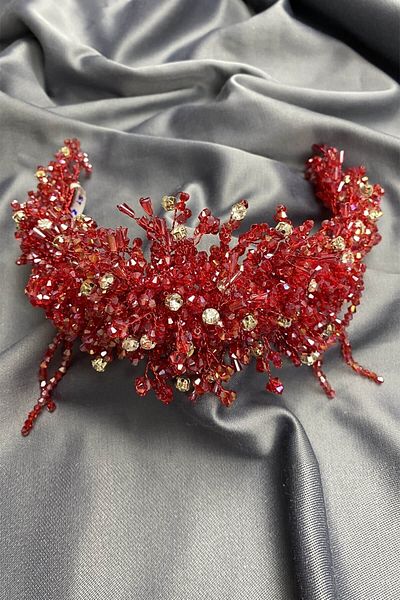Hobigram Zosma Crystal Stone Henna و Crown Bridal للعرائس - إكسسوار الزفاف، تصميم أنيق، إكسسوار نسائي
