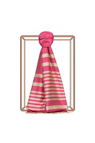 ipekevi Μεταξωτό σάλι Sakura Focus Meridian Stripes