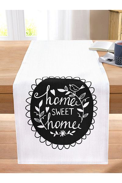 Realhomes Home Sweet Home Written Special Designed Digital Printed Modern Stitched Raschel Knitted Runner