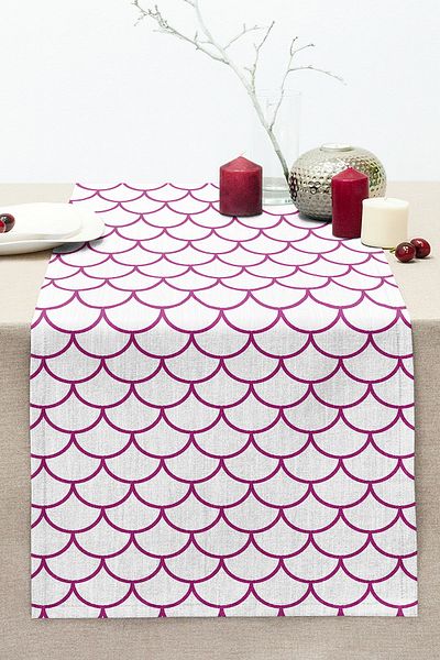 Realhomes Purple Geometric Patterned Digital Printed Decorative Stitched Raschel Knitted Runner