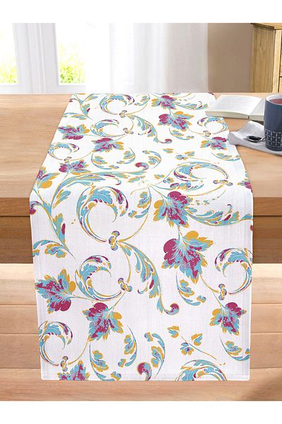 Realhomes Tile Patterned Digital Printed Decorative Stitched Raschel Knitted Runner