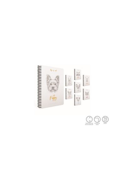 Gıpta Life Is Cool Bloc de note cu copertă rigidă în spirală 17x24cm 120 coli cu rigle (pachet de 3) 4684