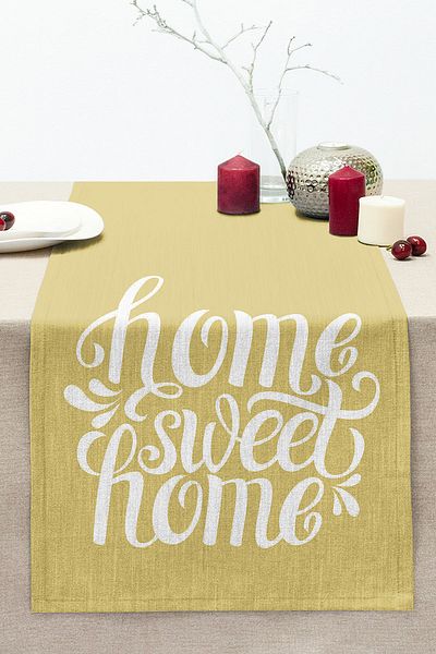 Realhomes Home Sweet Home Digital Printed Decorative Stitched Raschel Knitted Runner