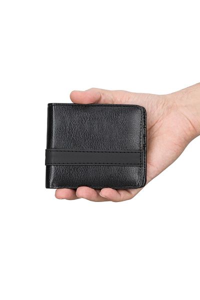 PLM Lio Faux Leather Men's Wallet Black